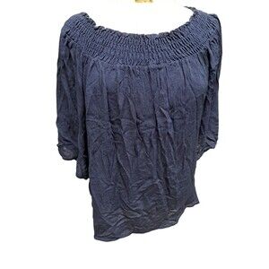 Toska Gauzy Lightweight Tunic Top Womens M Bohemian Elastic Neckline Beachy Blue